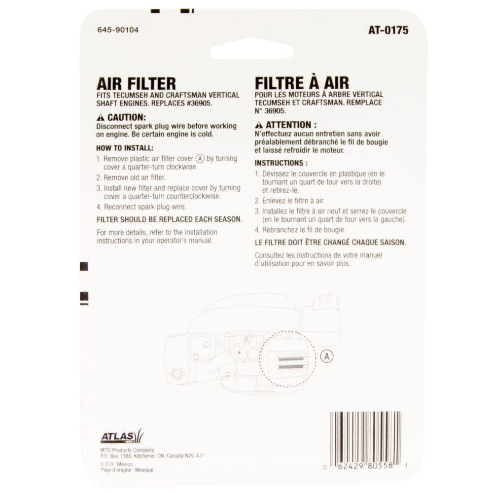 Lawn Mower Air Filter Replacement Cartridge for