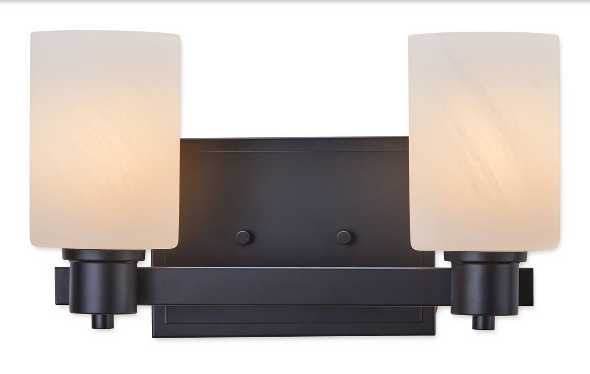 Cambray 2-Light Alabaster Shade Vanity Light, Black