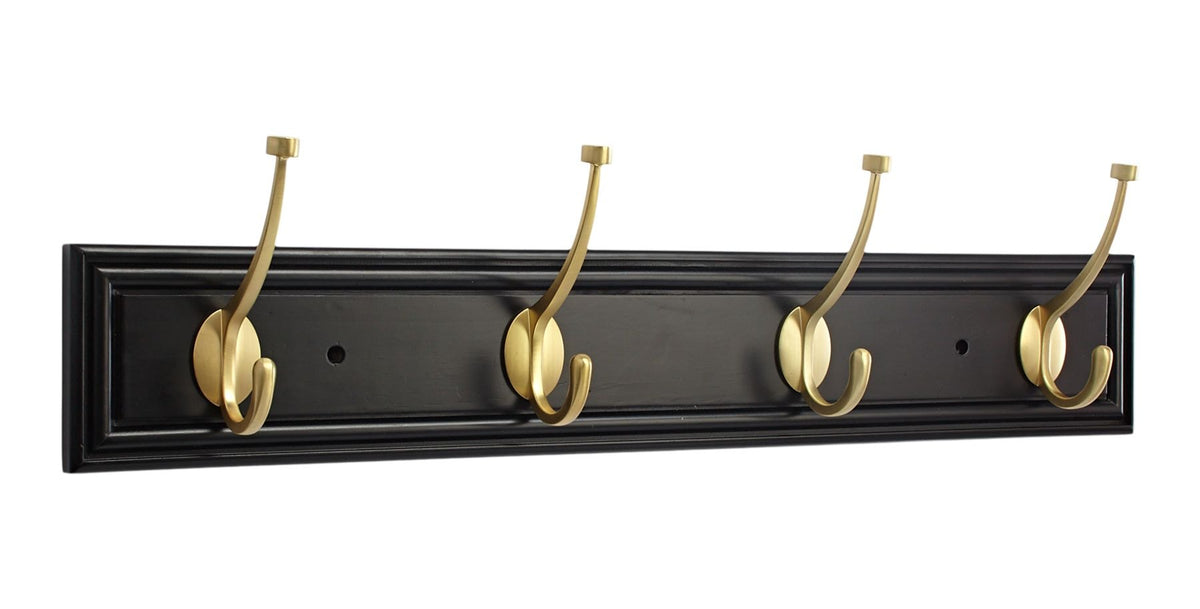 Galena Stainless Steel 4-Hook Pill Top Rail, Black/Brass, 27-in