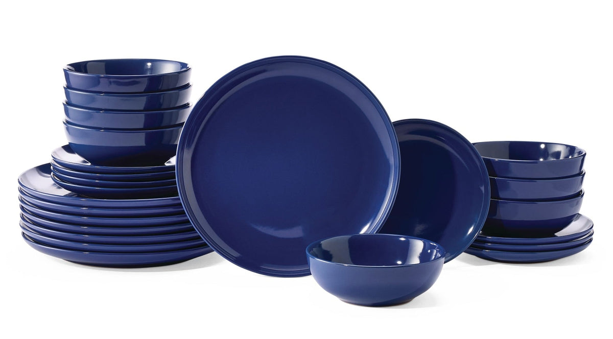 Essential Coupe Stoneware Dinnerware Set, Serves 8, 24-pc, Sodalite Blue