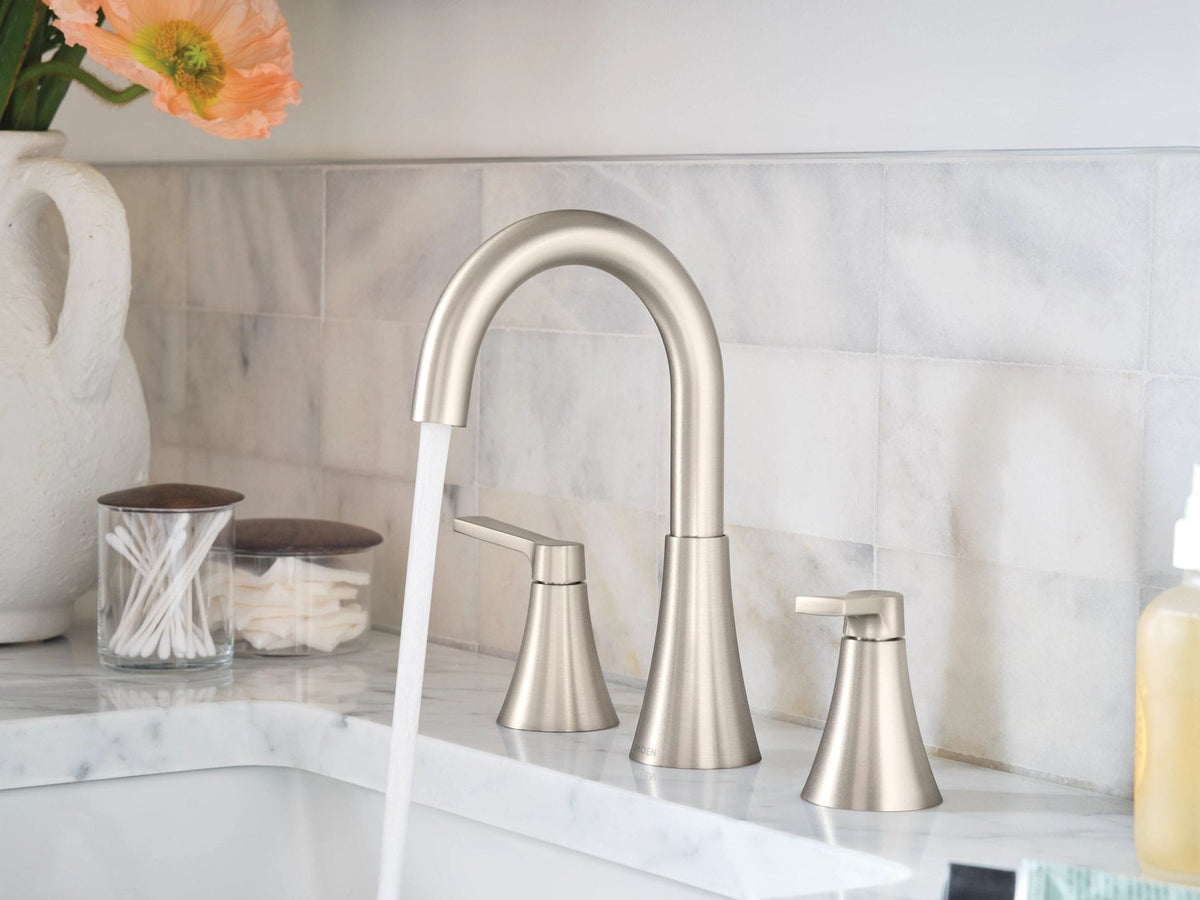 Mikah Double Handle Widespread Bathroom Faucet, Spot-resistant Brushed Nickel