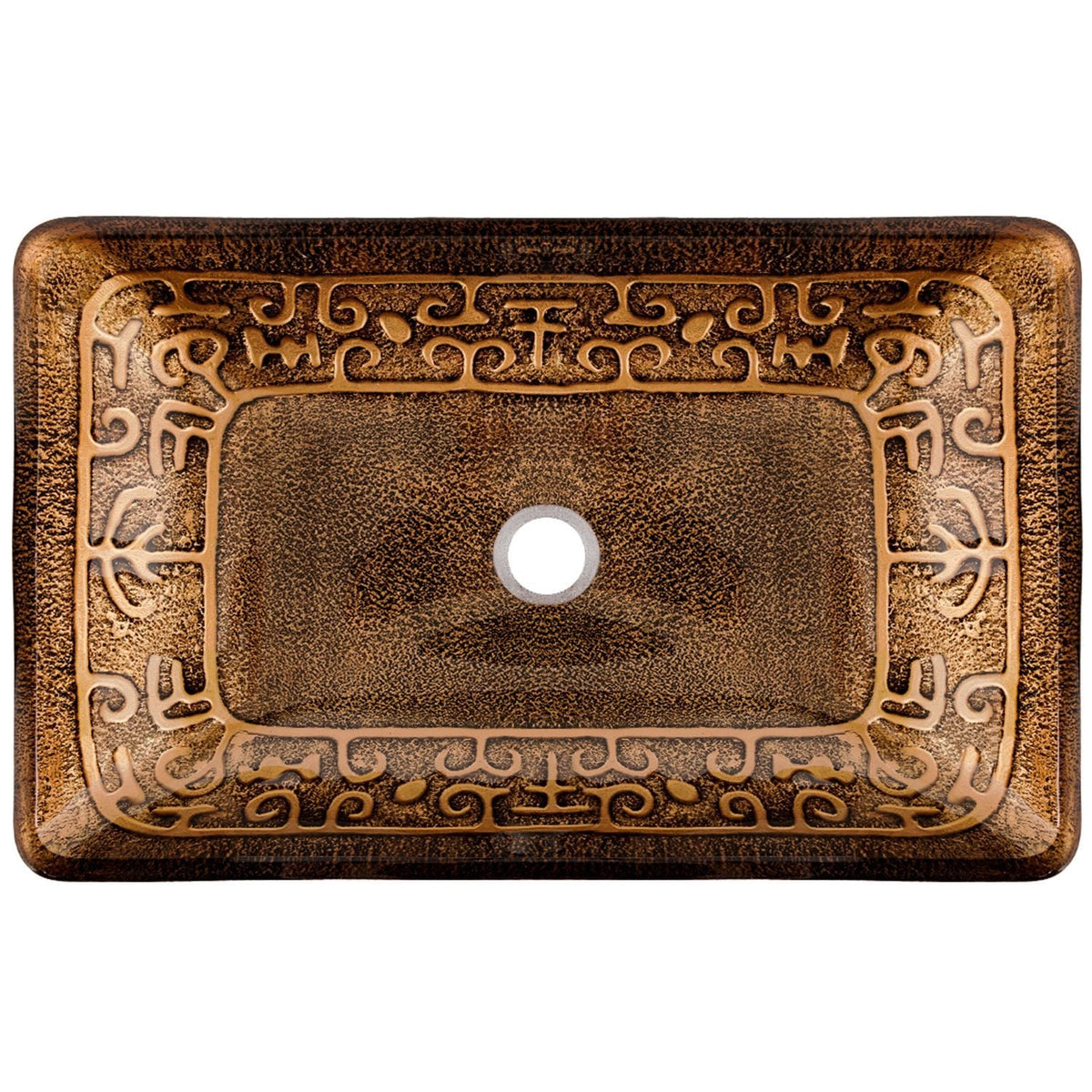 Glass Rectangular Vessel Bathroom Sink/Basin with Rounded Edges & Deep Bowl, Gold