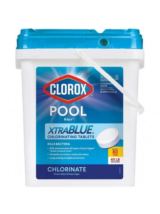 Xtra Blue 40 Pound 80 Tab Pool and Spa 3 Inch Long Lasting Chlorinating Tablets T7264