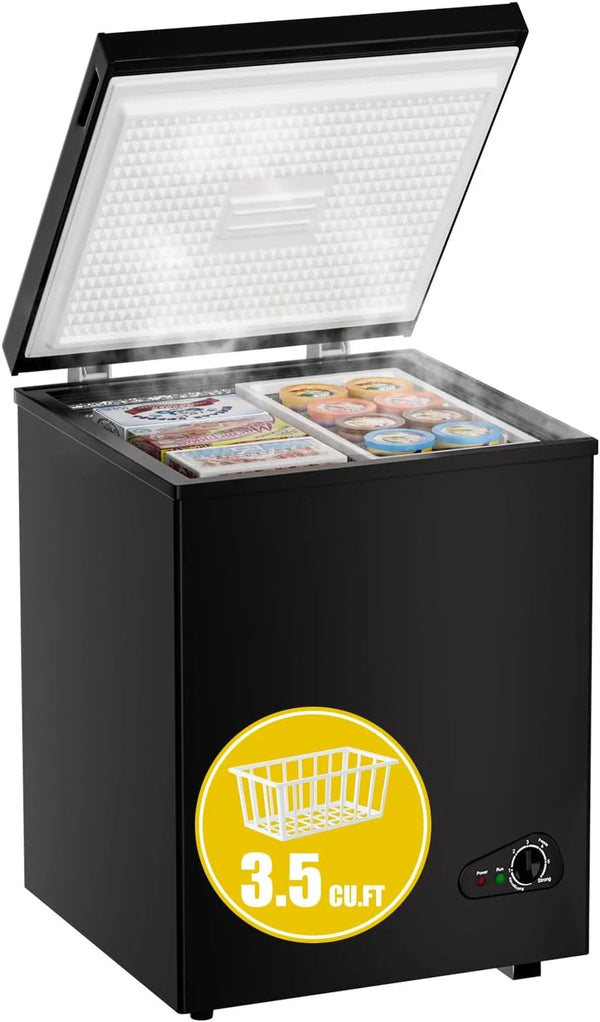 7.0 Cu Ft Chest Freezer - Energy Efficient & Quiet Mini Freezer with Adjustable Thermostat - Compact Deep Freezer for Home, Apartment, and Garage - Removable Basket & Defrost Drain D8831