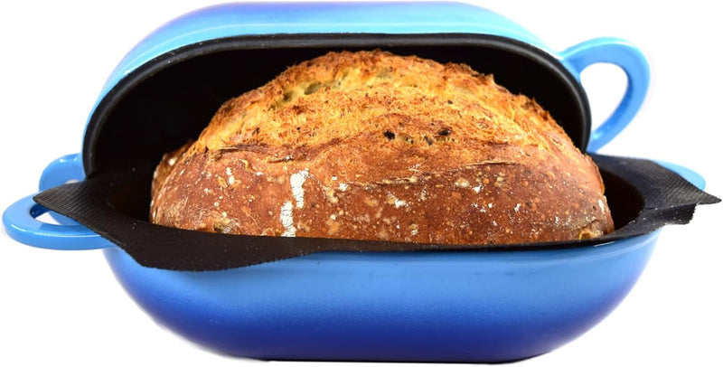 Super Simple Craft Bread Set. Cast iron Dutch oven [compact 2-bowl capacity] and perforated non-stick silicone liner. Y2696