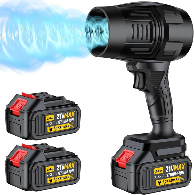 Electric Cordless Leaf Blower, Handheld Electric Leaf Blower, Mini Jet Dry Blower Fan with 2 Packs 2.6Ah Batteries and Charger, Violent Turbo Jet Blower for Lawn, Patio, Outdoors, Car, Home D1095