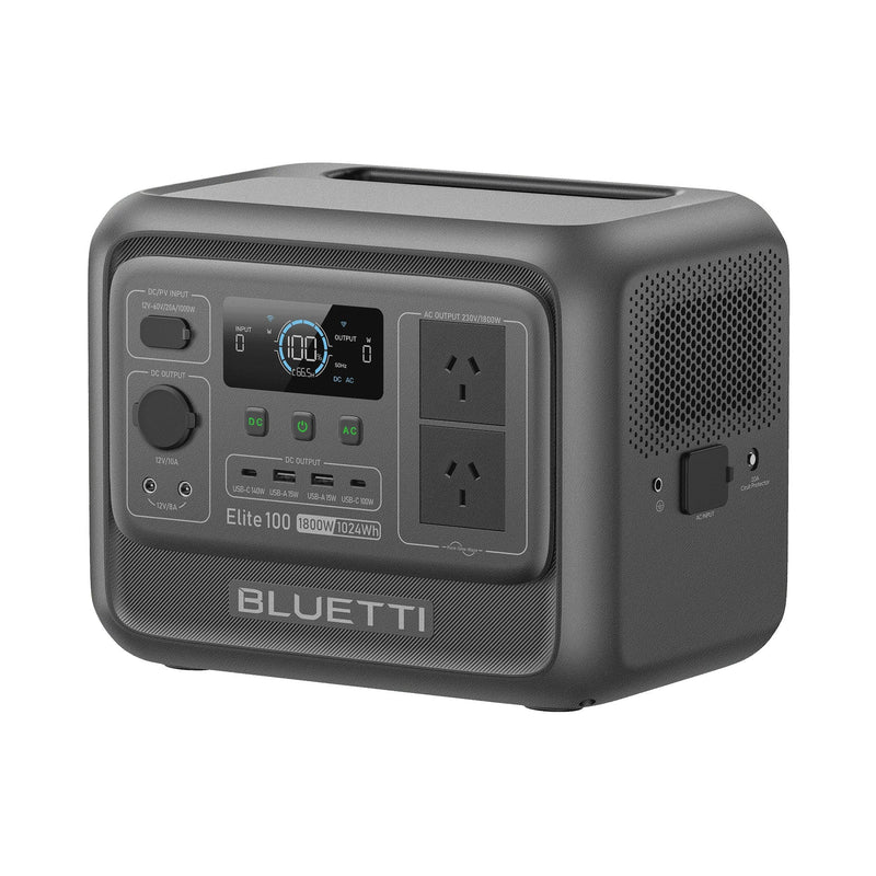 BLUETTI Elite 100 V2 Portable Solar Generator, 1024Wh LFP Battery, 1800W AC Output, Compact Backup Power for Camping and Home A7026