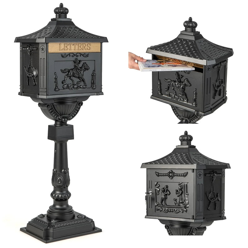 Cast Aluminum Mailbox with Post W9930
