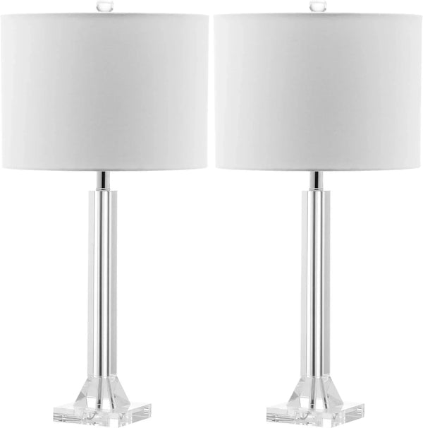 27" Modern Crystal Table Lamp 2-Pack with Linen Shade for Bedroom Living Room Home Office Desk Nightstand with LED Bulb Suitable Room, Dormitory, Office F3491