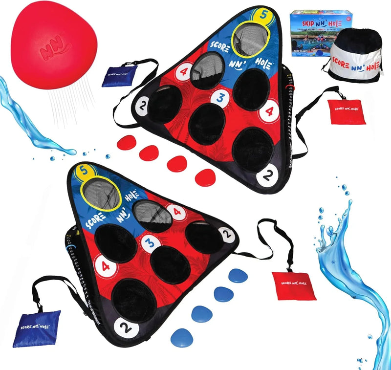 Fun Pool Game for Adults and Family | Stonne Skipping Meets Swimming Pool Cornhole Game Floating | Fun For All Ages, Easy Setup, Well Made | Portable Water and Lake Toy | I4481