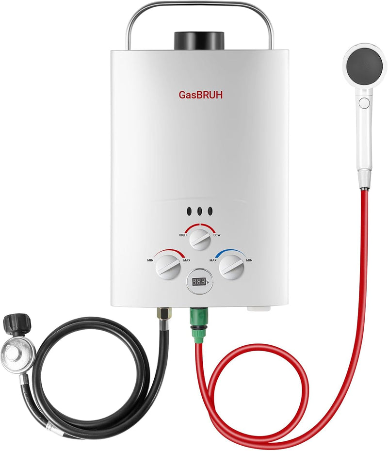 Tankless Water Heater Outdoor, 1.58 GPM, 6L Portable Propane Camping Water Heater with Overheating Protection for Indoor,RV,Camping V8960