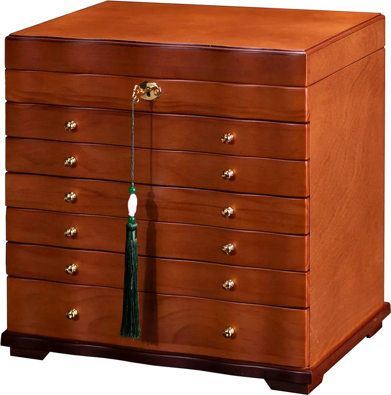 Wooden Jewelry Box,jewelry boxes for women large jewlrey box&organizers with necklace hanger,jewerly organizer,jewelry holder organizer,9-layer large capacity jewelry storage box C9688