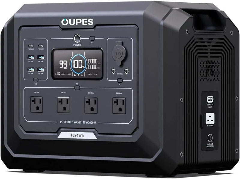 1 Portable Power Station 2000W (4500W Peak), 1024Wh LiFePO4 Battery Generator with 1400W AC Charging & 800W Solar Charging, Expandable to 5120Wh, for Home, Power Outages, Camping & RVs E8596