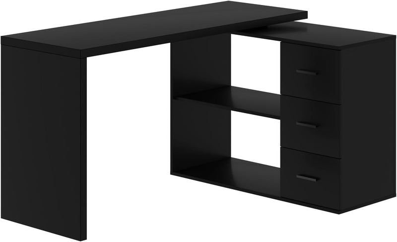 L Shaped Desk with Drawers Shelves, Corner Home Office Desk with Storage Cabinet, Large Wood Computer Desk for PC Executive Work Writing Study, Modern Living Room Bedroom Table,White Oak,60 in Q9328