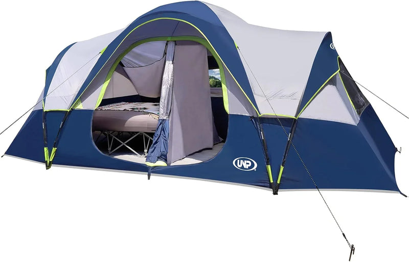 Camping Tent 10-Person-Family Tents, Parties, Music Festival Tent, Big, Easy Up, 5 Large Mesh Windows, Double Layer, 2 Room, Waterproof, Weather Resistant, 18ft x 9ft x78in A1016
