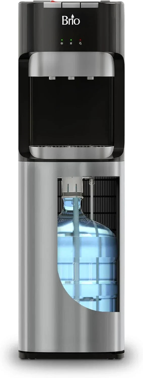 Bottom Loading Water Cooler Dispenser for 5 Gallon Bottles - 3 Temperatures with Hot, Room & Cold Spouts, Child Safety Lock, LED Display with Empty Bottle Alert, Stainless Steel K6280