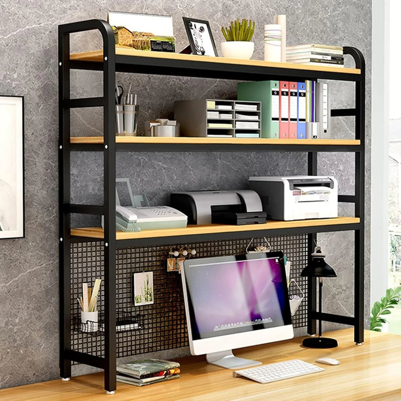 Desktop Bookshelf Adjustable Desk Bookshelf Organizer Rack - Countertop Hutch Bookshelf, 3-Tier Bookshelf Desk Shelf, All Metal Desktop Bookcase for Computer Desk, for Home, Dorm, Office Supplies (Co A8878