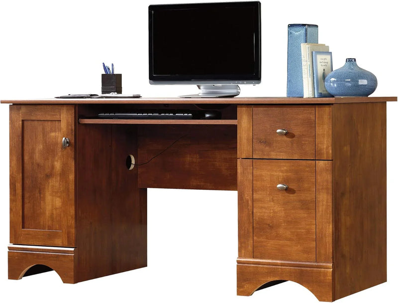 Multifunctional office computer desk, length: 59.45 inches x width: 23.47 inches x height: 29.02 inches, finished with polished maple wood material P9573