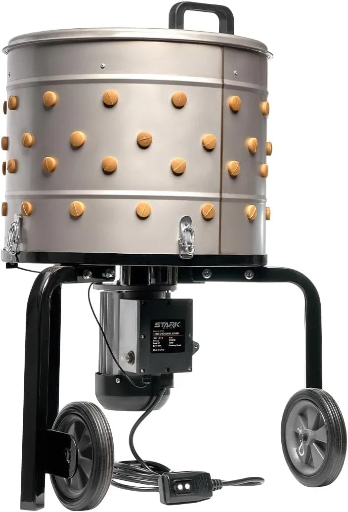750W Chicken Plucker Poultry De-Feather Remover with 92 Soft Fingers Feather Plucking Machine 20" Drum Stainless Steel I4124