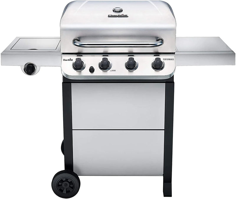 Char-Broil 463377319 Performance 4-Burner Cart Style Liquid Propane Gas Grill, Stainless Steel M0285