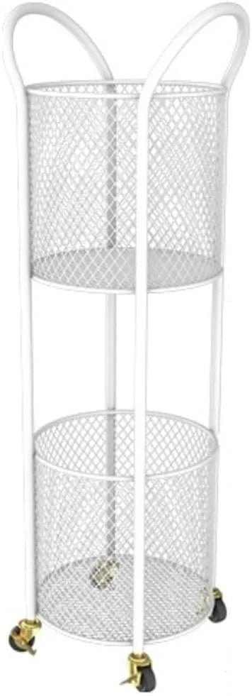 2-Tier Laundry Hamper with Wheels, Iron Basket for Bedroom, Bathroom, Dorm, Large Capacity Clothes Room, Easy to Move & Store I7768