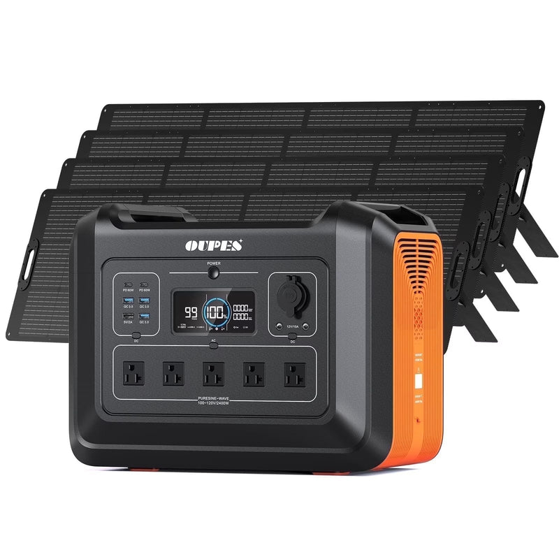 OUPES 2400W 2232Wh Portable Power Station with 4x240W Solar Panel,Solar Generator for Outdoor Camping,Home Backup,Emergency,RV E7322