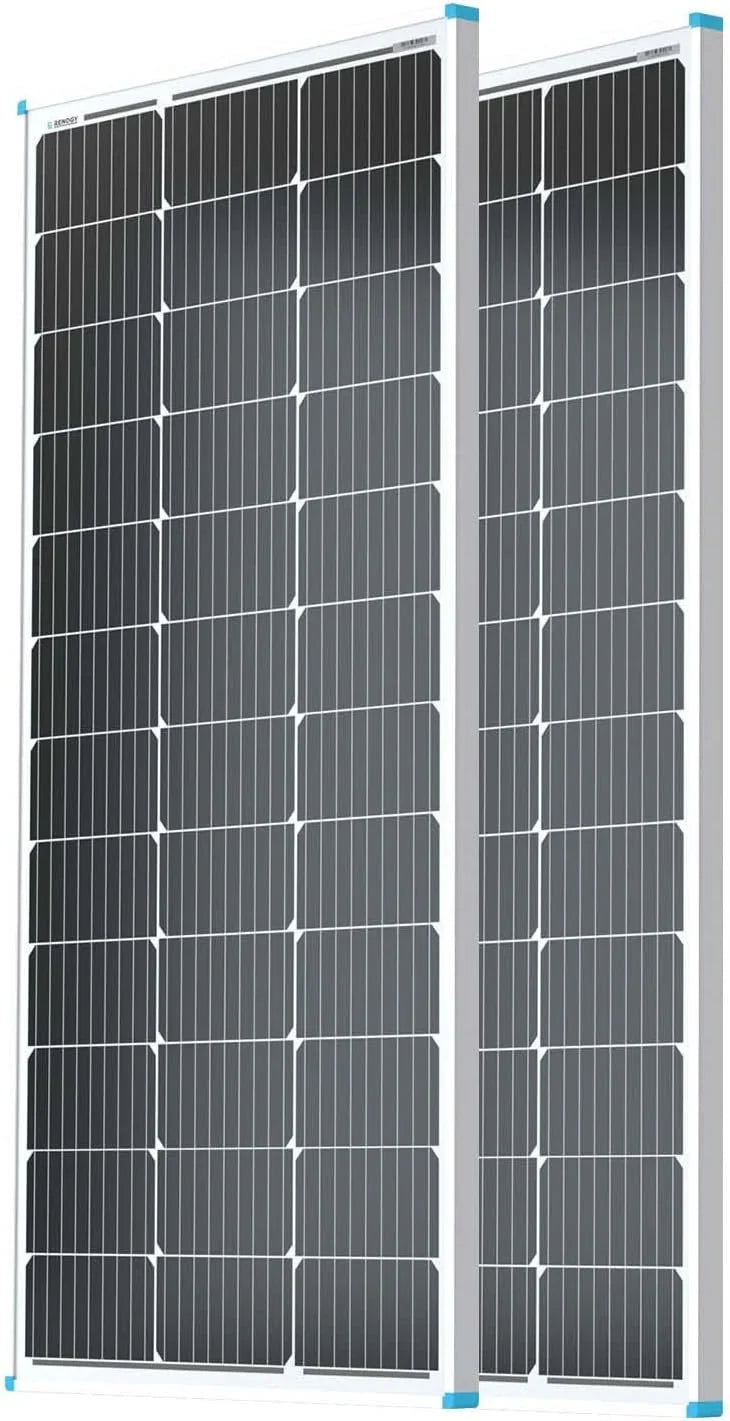 Solar Panel 100 Watt 12 Volt, High-Efficiency Monocrystalline PV Module Power Charger for RV Marine Rooftop Farm Battery and Other Off-Grid Applications, RNG-100D-SS, Single 100W A8722