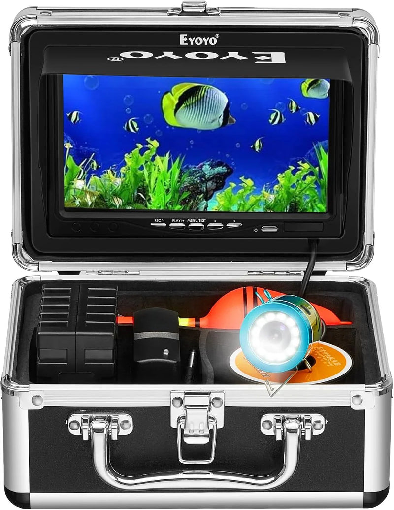 Underwater fishing photography and videography camera, underwater fish detector, fishing photography and videography camera on land/water/river/ice surface, 1000TVL resolution, 7-inch display screen, built-in 12 white lights, 15-meter long cable Y8888