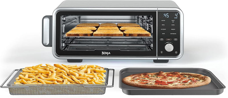 Toaster oven, air fryer, thermometer, toaster-air fryer combo, stainless steel material, quick cooking, french fries, frozen food, air frying, dehydrating, heating, 13 functions, less oil usage, flip-type oven X7176