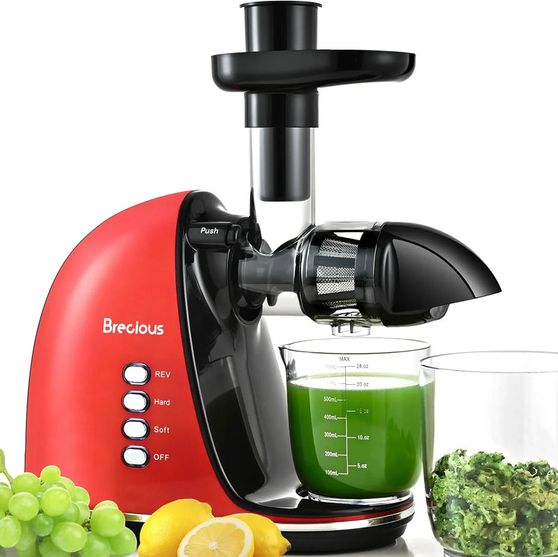 Slow Masticating Juicer,Brecious Cold Press Juicers with 2 Speed Modes & Quiet Motor,Juicers Machines Vegetable and Fruit with Reverse Function,Celery Juicer,BPA-Free,Easy to Clean (Black) X4080