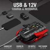 HD GB70 2000A UltraSafe Car Battery Jump Starter, 12V Battery Booster Pack, Jump Box, Portable Charger and Jumper Cables for 8.0L Gasoline and 6.0L Diesel Engines