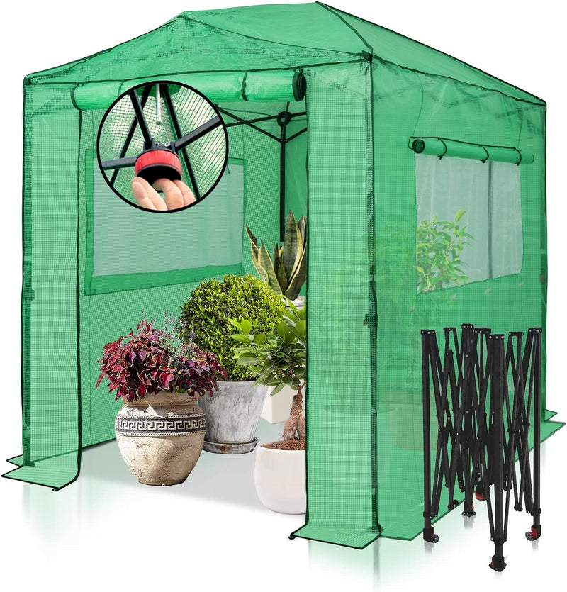PEAK 8x6 Portable, Heavy-Duty, Walk-in Pop-up Greenhouse, Indoor Outdoor Gardening Green House J9476