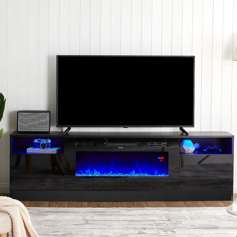 Fireplace TV Stand with 36" Electric Fireplace, LED Light Entertainment Center E7658