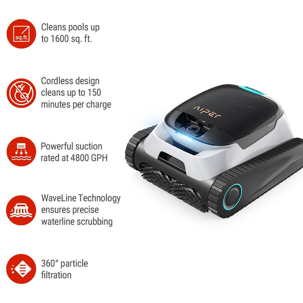 Scuba N1 Cordless Robotic Pool Cleaner for In-Ground Pools up to 1600 sq. Ft. U2048