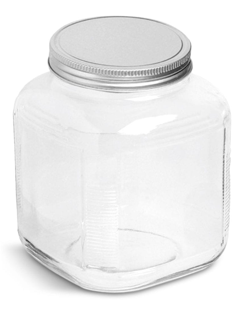 Cracker Jar, with Silver Lid, 1-Gal, Clear & Durable Glass C7158