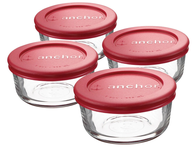 Glass Round Storage Containers with Lids, 4 Count N8774