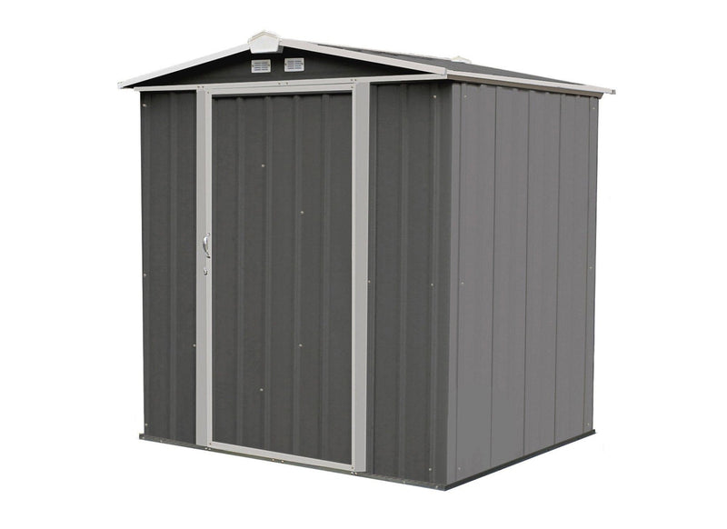 EZEE Galvanized Steel Storage Shed with Low Gable Roof, Charcoal/Cream, 6-ft x 5-ft N9948