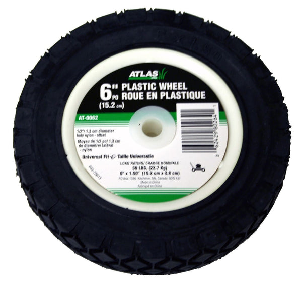 Lawn Mower Replacement Wheel, Wide Tread, 6-in x 1.5-in K9236