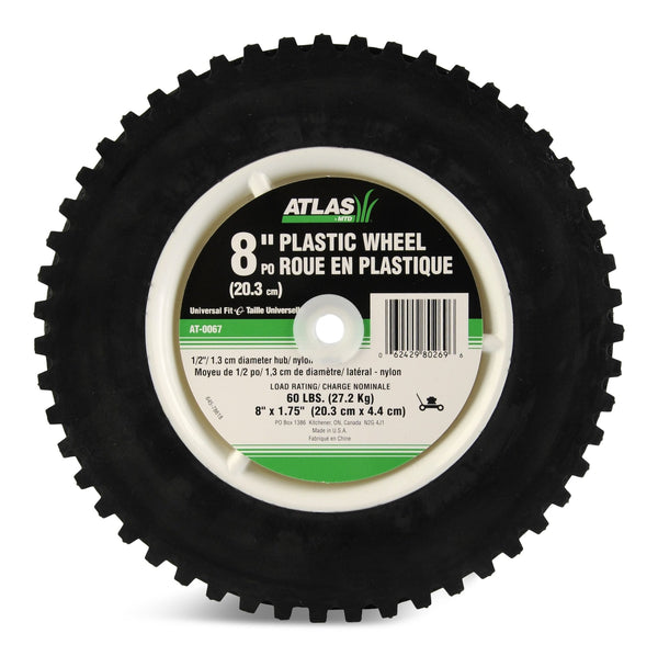 Plastic Lawn Mower Replacement Wheel with Geared Tread, 8-in x 1.75-in O2160