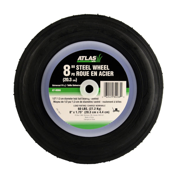 Steel Lawn Mower Replacement Wheel with Ball Bearings, 8-in x 1.5-in P1389
