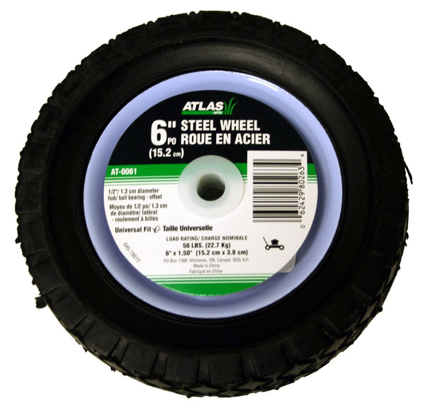 Steel Lawn Mower Wheel with Ball Bearings, 6-in x 1.5-in E0890