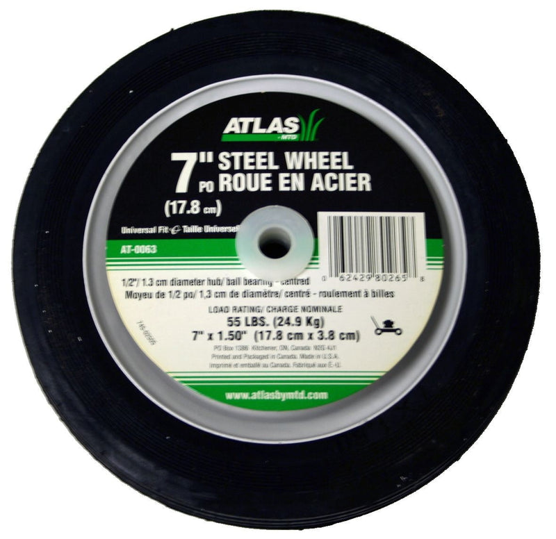Steel Lawn Mower Wheel with Ball Bearings, 7-in x 1.5-in L0679