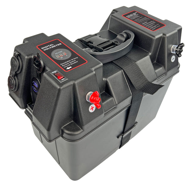 Battery Box Power Station with Charge Indicator, Black W3216