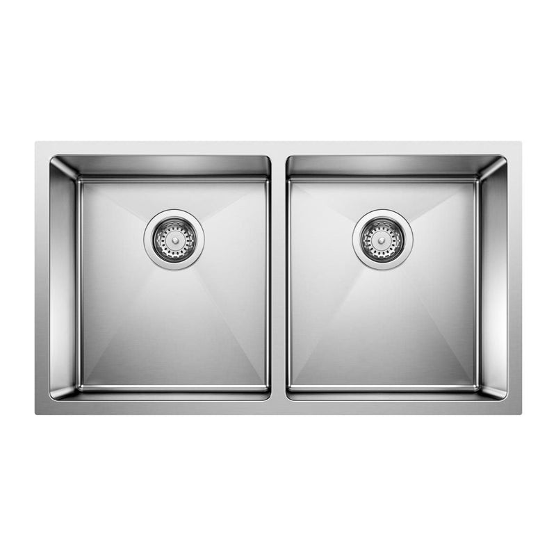 Quatrus R15 32-in 50/50 Double Bowl Undermount Stainless Steel Kitchen Sink K1584