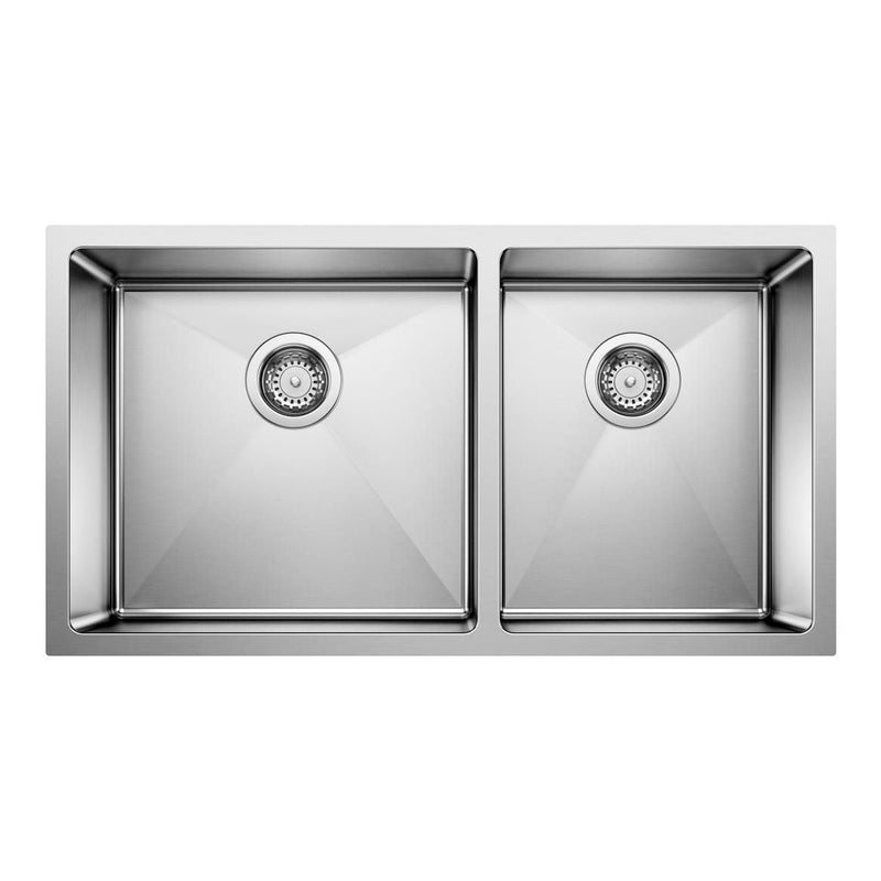 Quatrus R15 33-in 60/40 Double Bowl Undermount Stainless Steel Kitchen Sink H7078