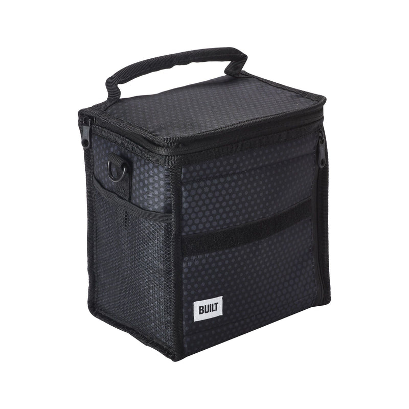 Ice House Cube Lunch Bag, Black Midnight Micro Dot, with Freezable Gel D2236