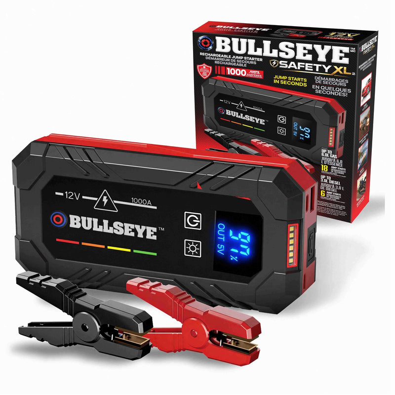 XL 1000A 12V Car Jump Starter, Portable Booster with Jumper Cables, 6.0-L Gas & 3.0-L Diesel, 1800mAh Rechargeable P2367