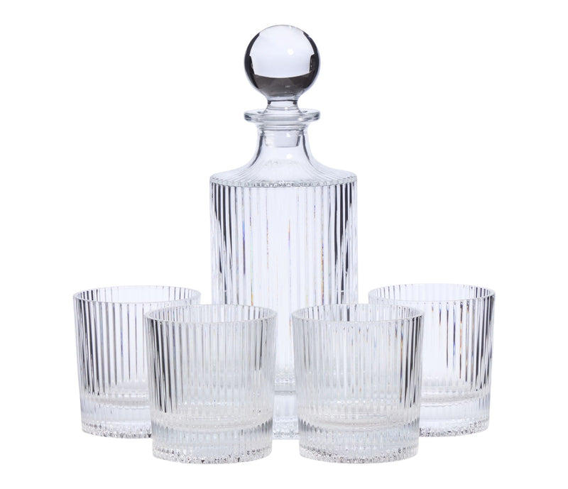 Fluted Decanter & Glasses Set, 5-pc Y4846