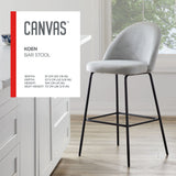 Koen Bar Elegant Counter Stool with Footrest, Grey