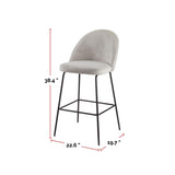 Koen Bar Elegant Counter Stool with Footrest, Grey